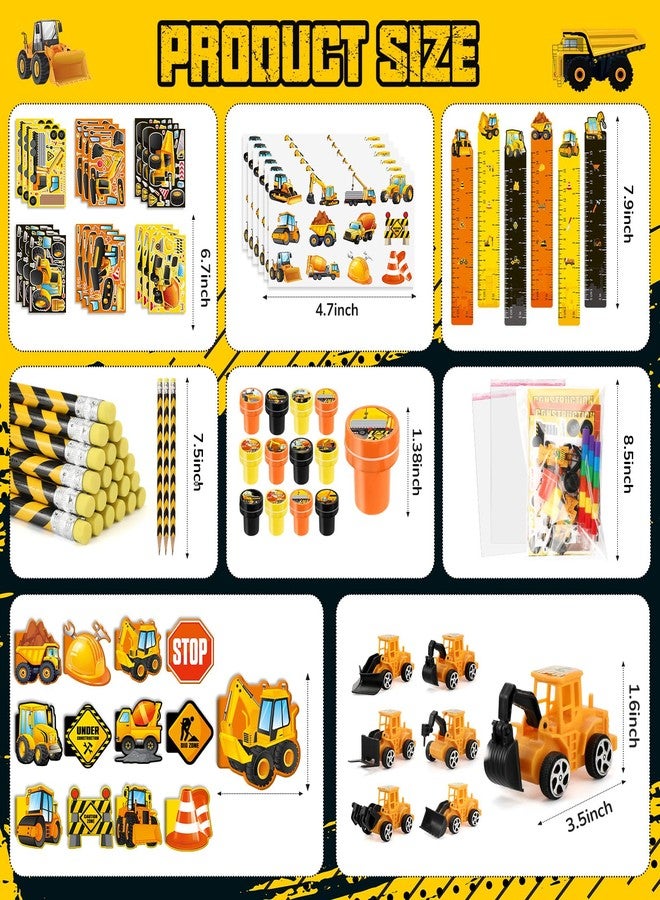BenLouis 96Pcs Construction Party Favors Excavator Tractor Theme School Stationery Set Bulk for Kids Construction Birthday Party Goodie Bag Stuffers Classroom Gifts Rewards Pinata Filler - Image 3